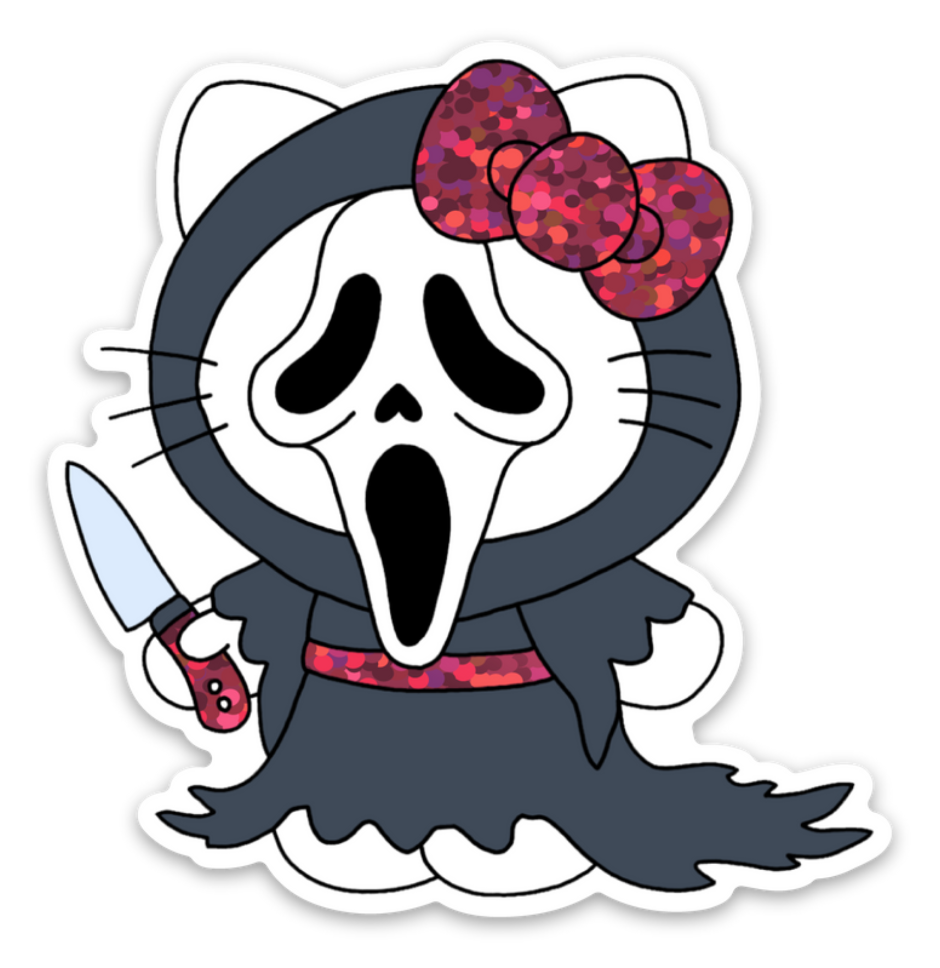 Ghostface Hello Kitty Glitter Sticker