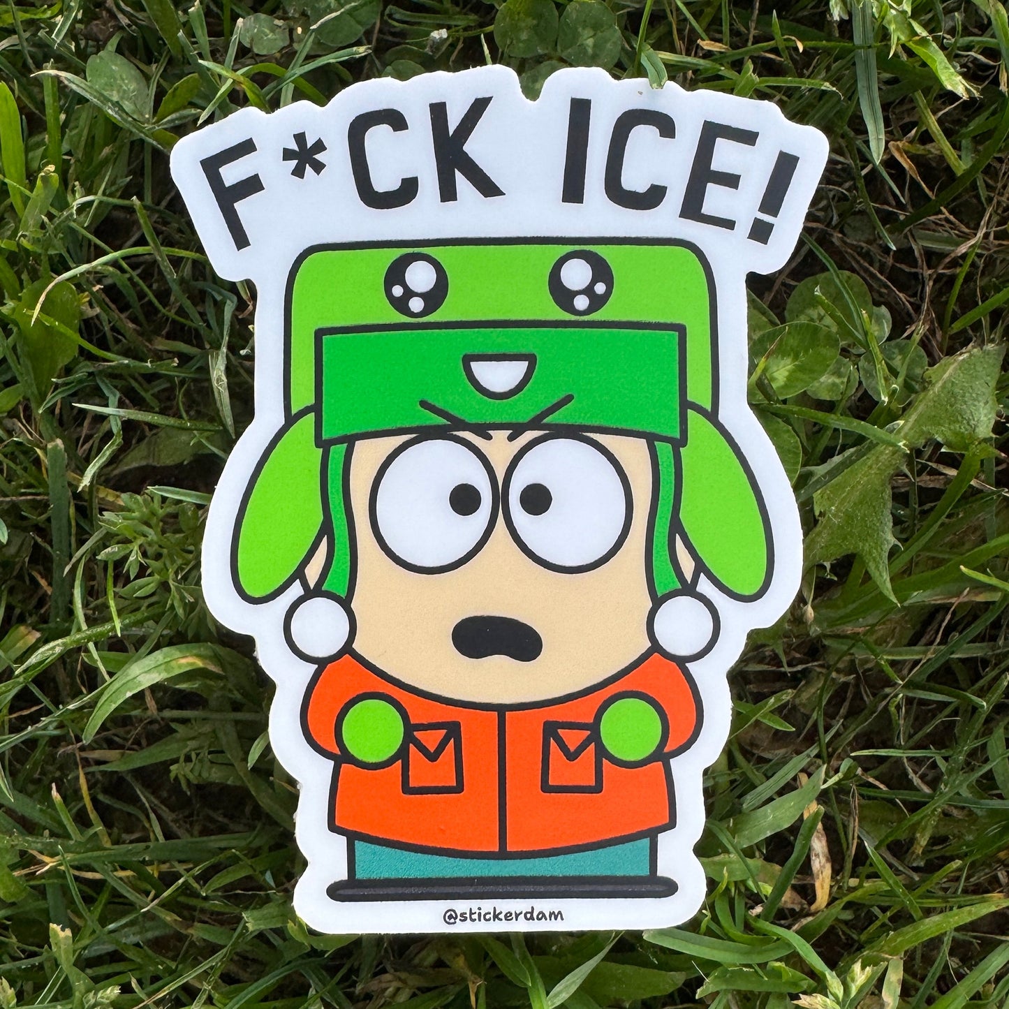 Kyle from South Park sticker saying "F*CK ICE"
