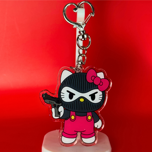 Hell No Kitty | Acrylic Keychain (Glitter!)