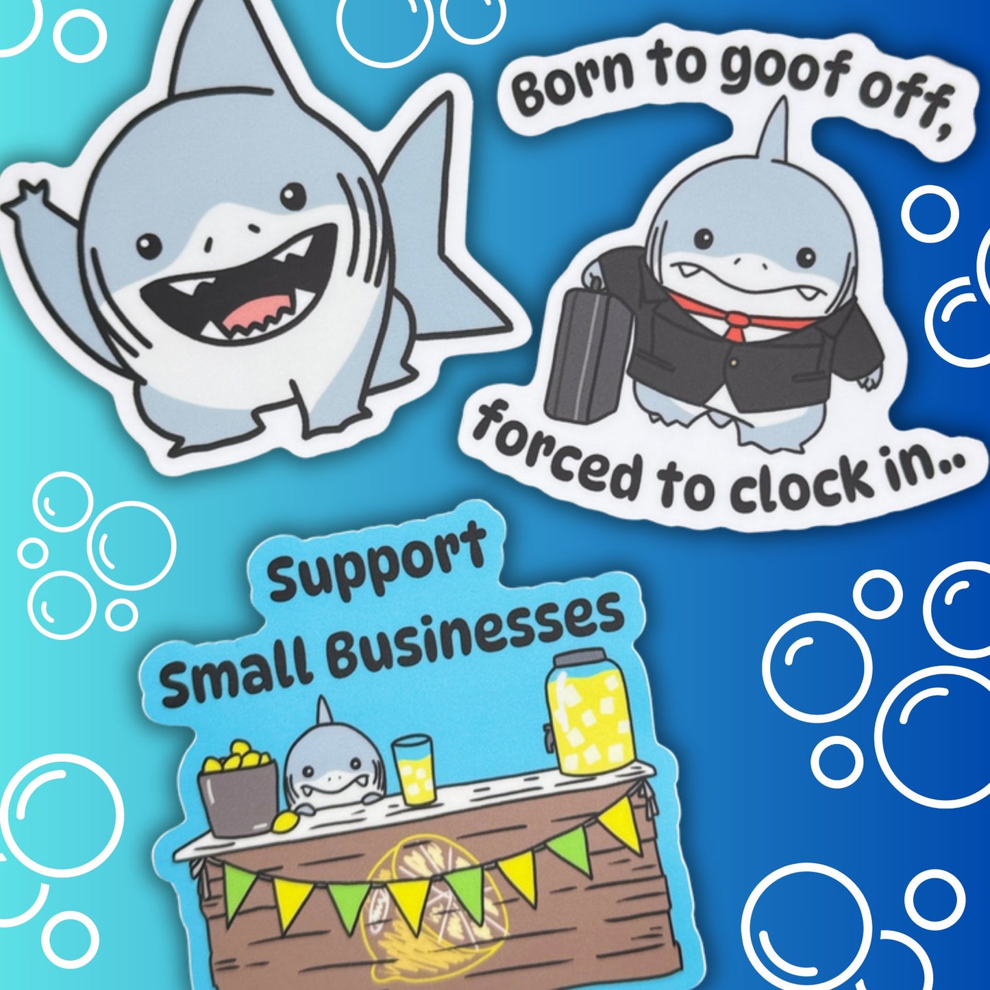 Jeff the Land Shark - Matte Vinyl Stickers