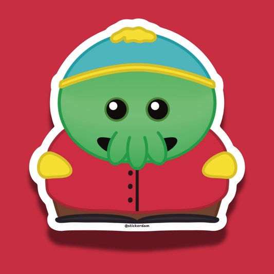 Goomi Cartman vinyl sticker, Cartman from South Park reimagined as Goomi from Minions & Monsters, 3 inch matte die-cut sticker by Sticker Dam