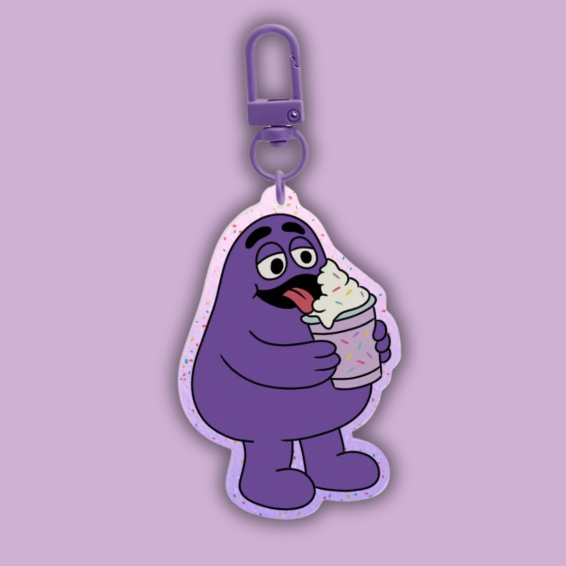 Grimace Shake | Glitter Acrylic Keychain