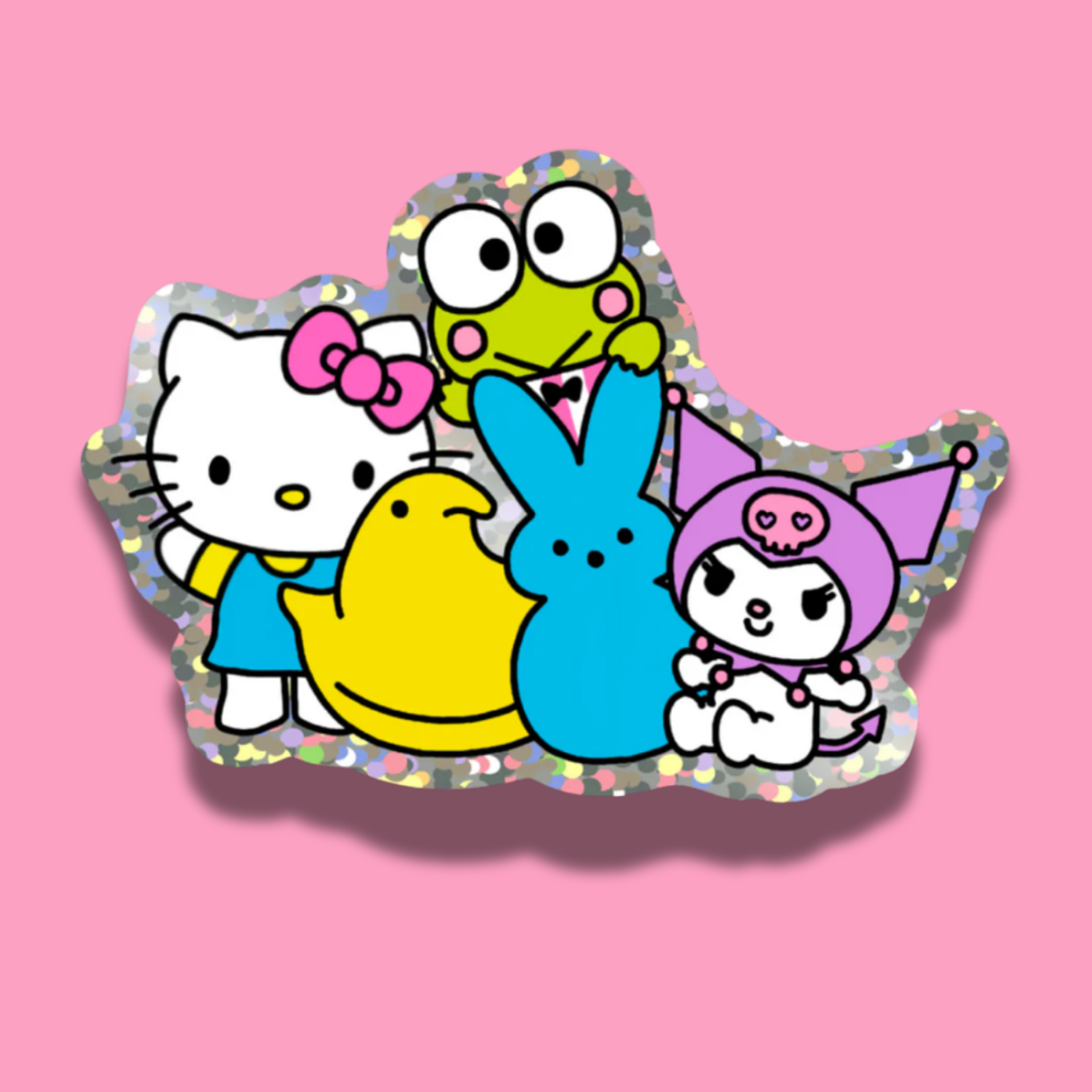 Hello Kitty & Peeps | Glitter Sticker