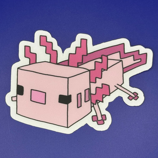 Pink Axolotl (Minecraft) Clear Vinyl Sticker