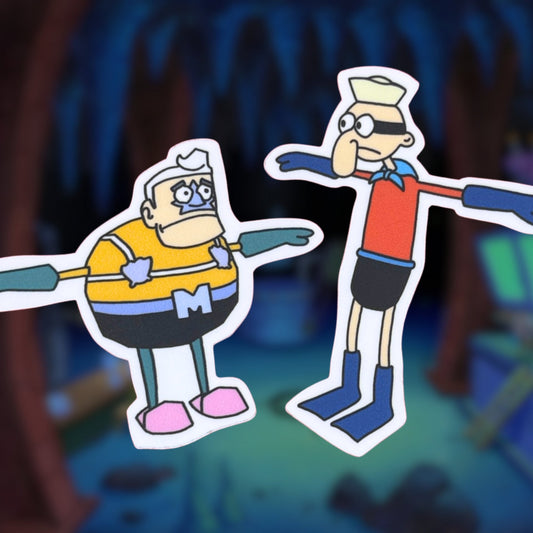 Mermaid Man and Barnacle Boy (T-pose) - Matte Vinyl Stickers