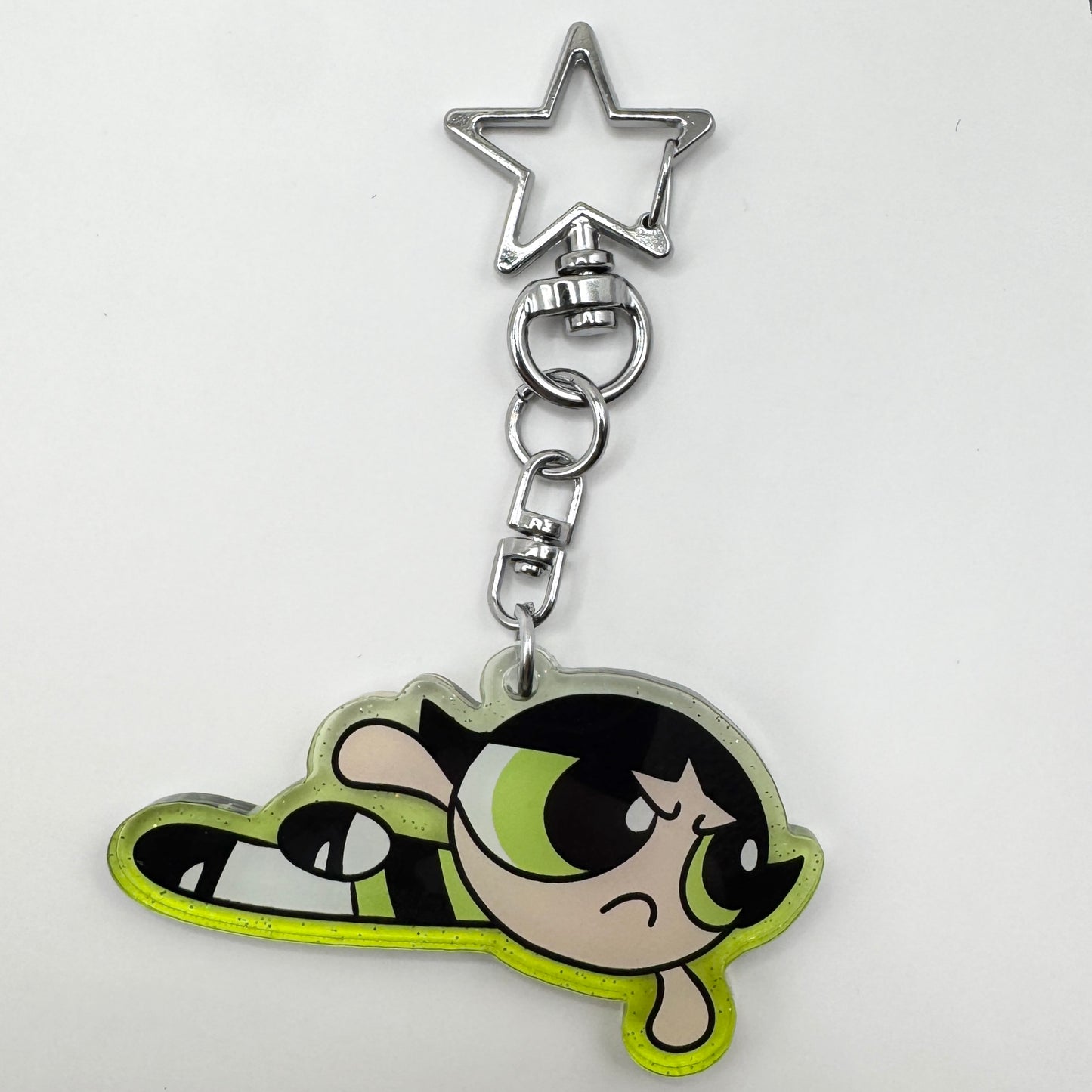 The Powerpuff Girls - Acrylic Keychains (Colored Edge Glitter)