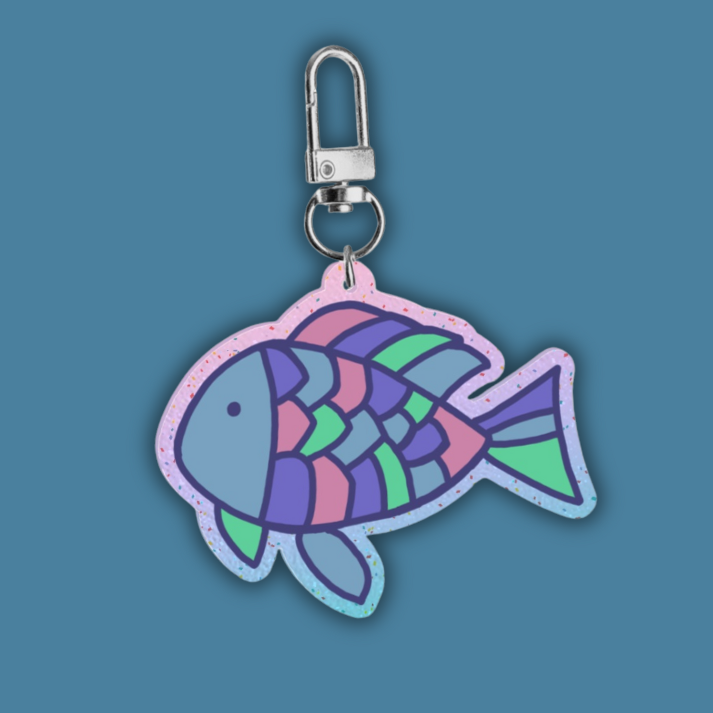 Rainbow Fish | Acrylic Keychain (Glitter!)