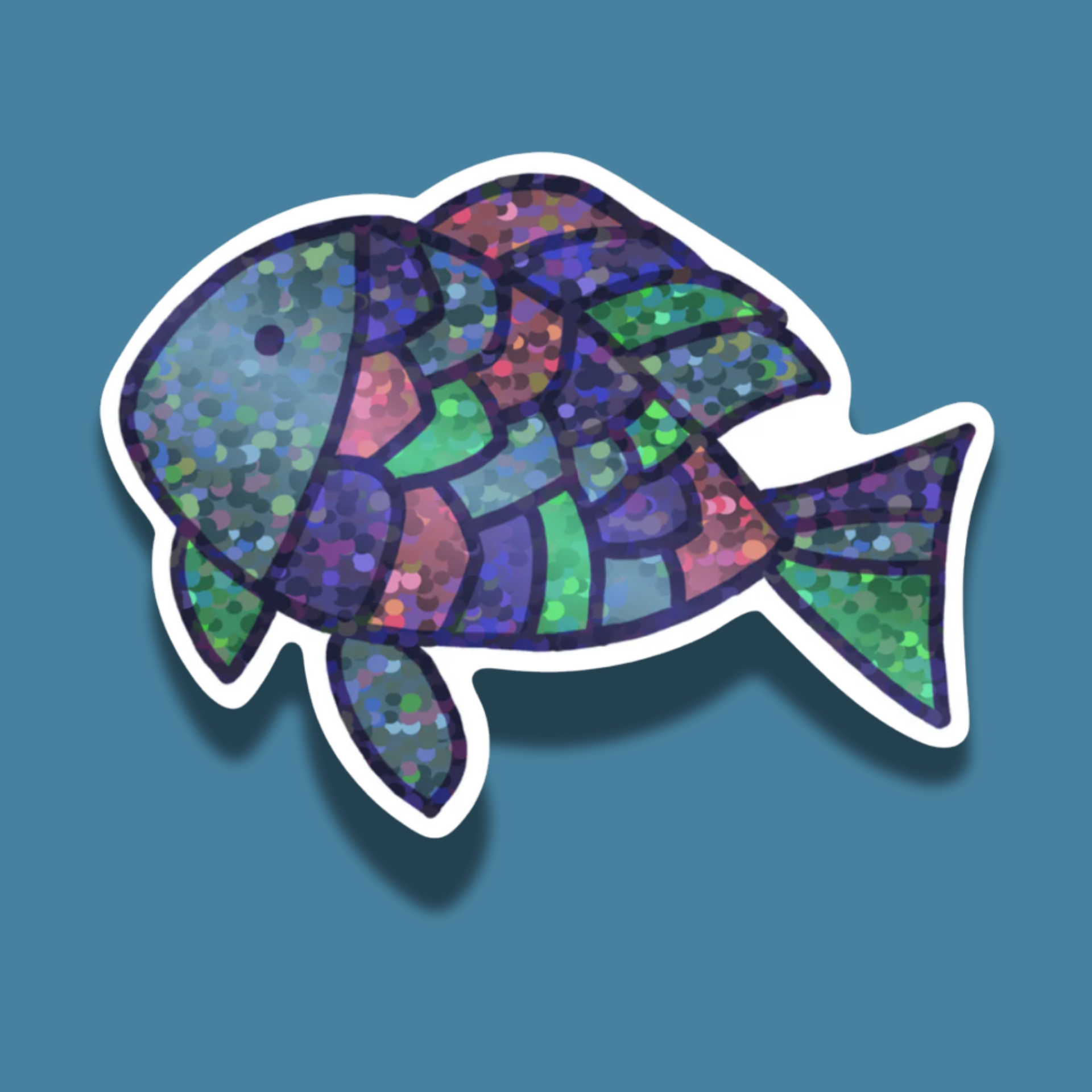 Rainbow Fish | Glitter Vinyl Sticker