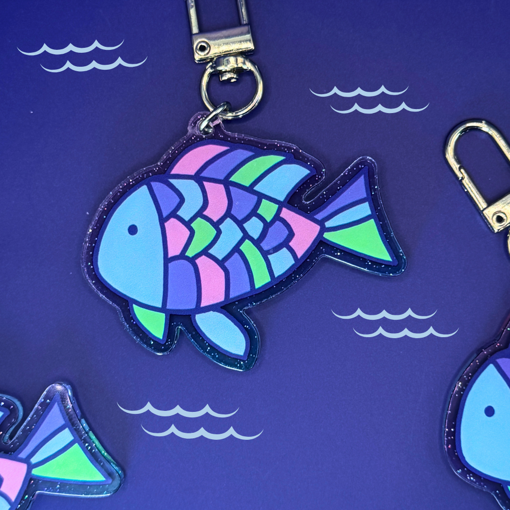 Rainbow Fish | Acrylic Keychain (Glitter!)