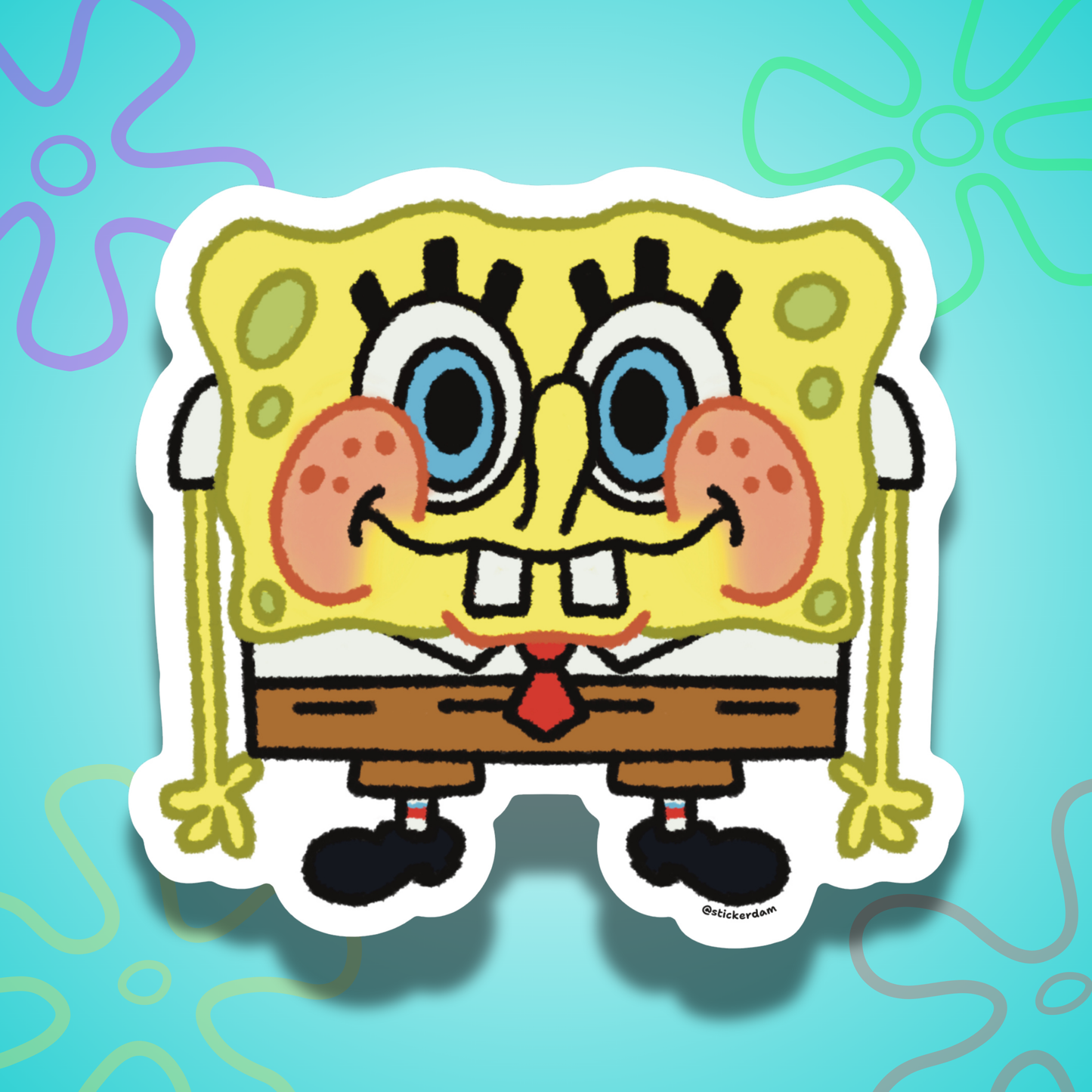 ScrunchBob cute SpongeBob-inspired fan art matte vinyl sticker, 3 inch waterproof die-cut sticker by Sticker Dam