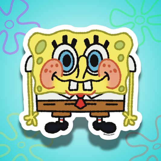 ScrunchBob cute SpongeBob-inspired fan art matte vinyl sticker, 3 inch waterproof die-cut sticker by Sticker Dam